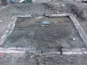 The foundations of the outhouse in 2003.